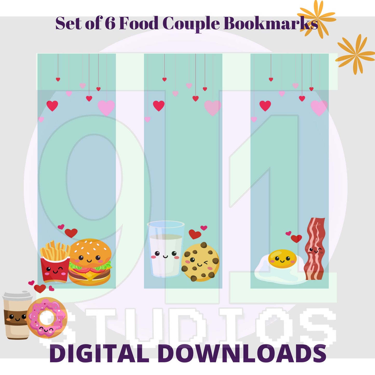 Food Couple Bookmarks