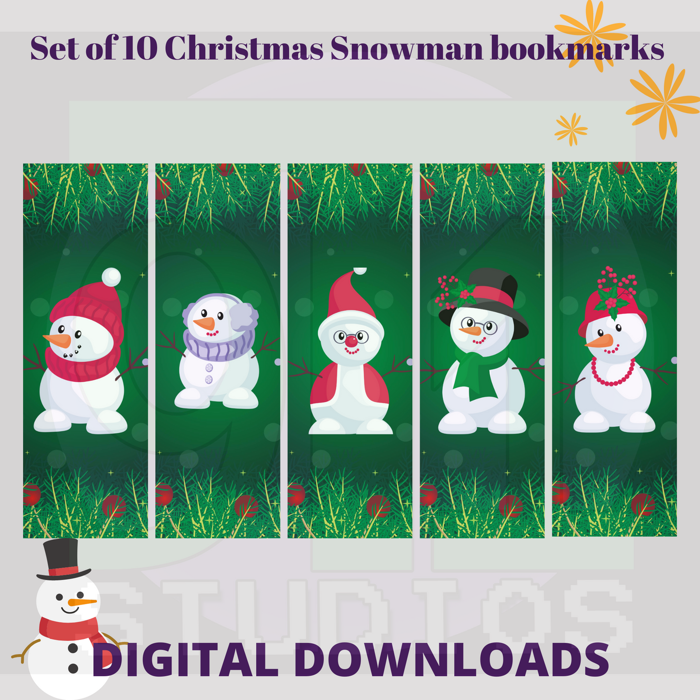 Christmas Snowman Bookmarks