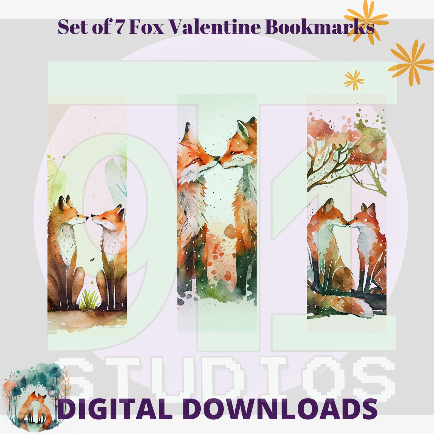 Fox Valentine Bookmarks