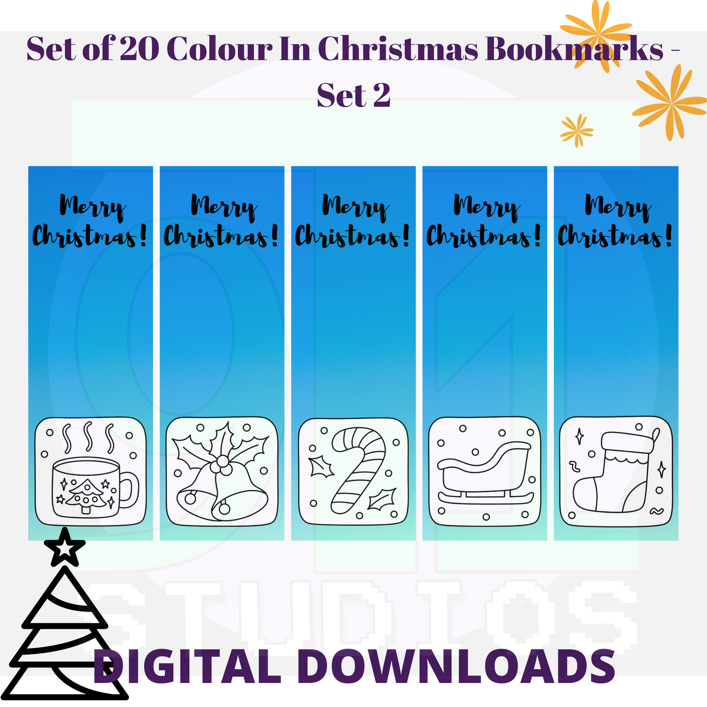 Colour In Christmas Bookmarks Set 2