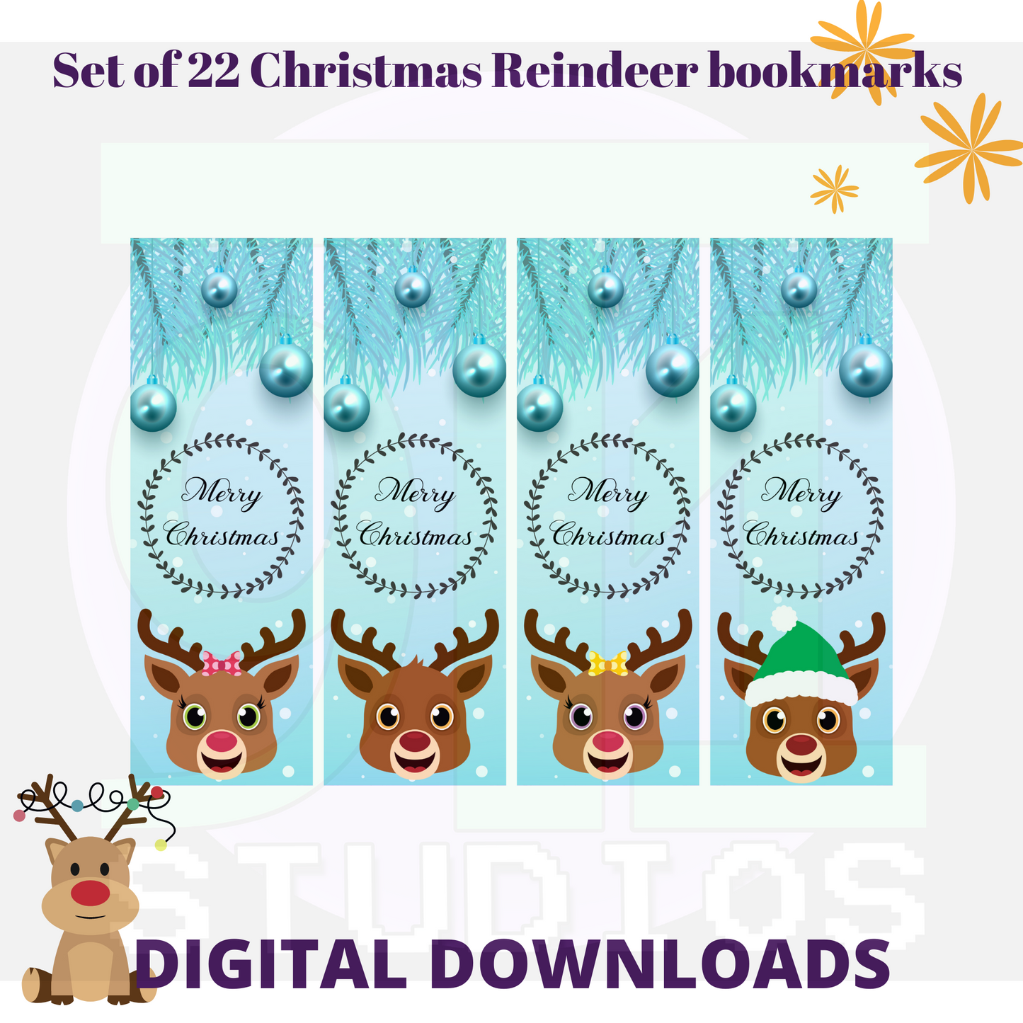 Christmas Reindeer Bookmarks
