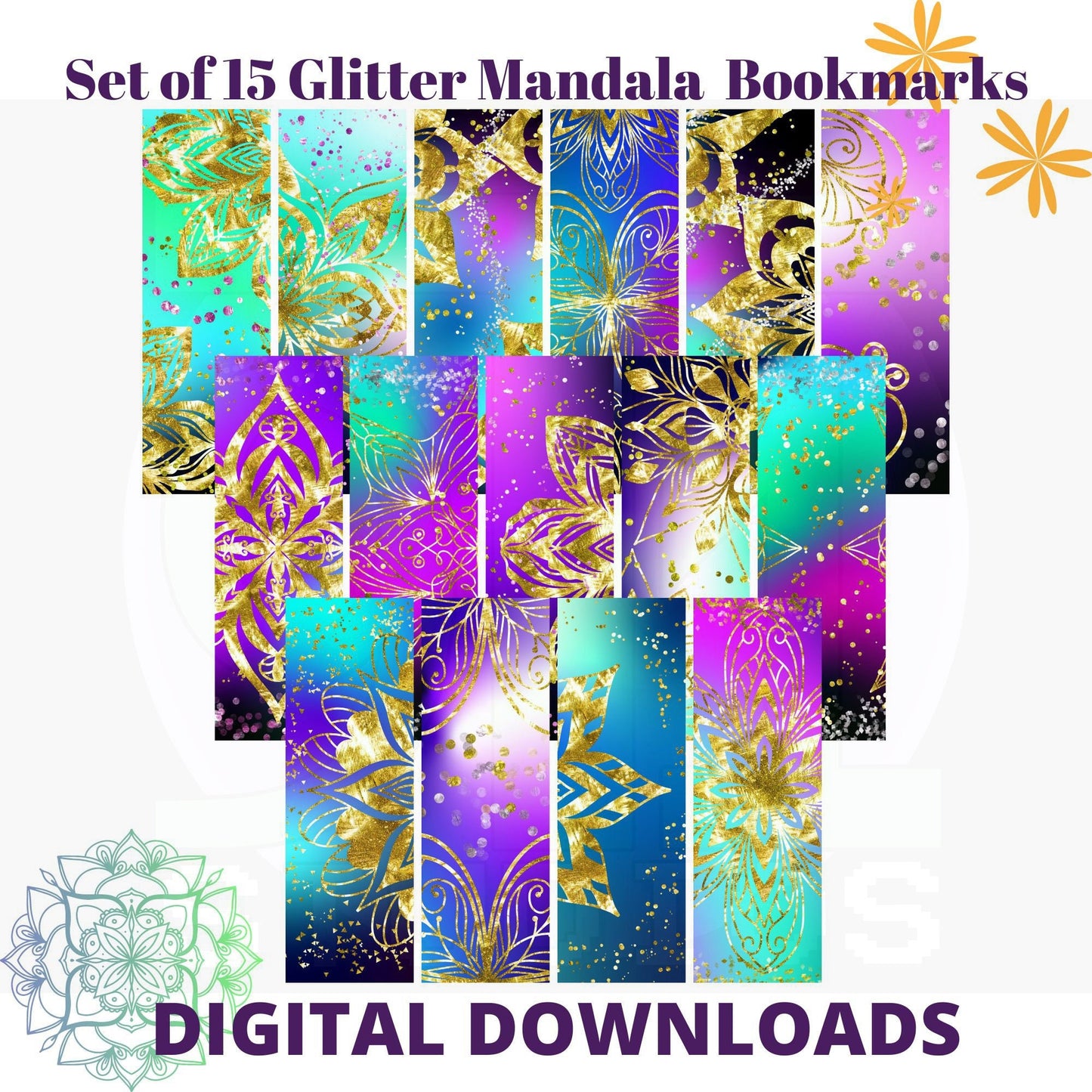 Glitter Mandala bookmarks