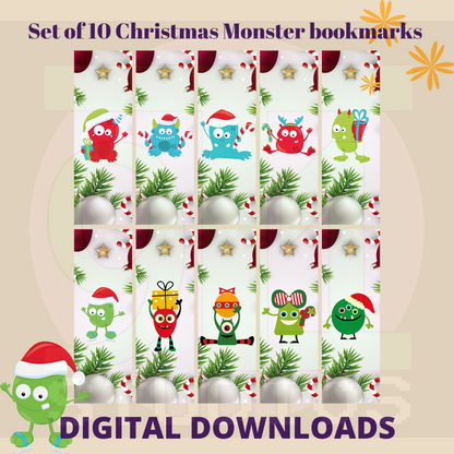 Christmas Monster Bookmarks