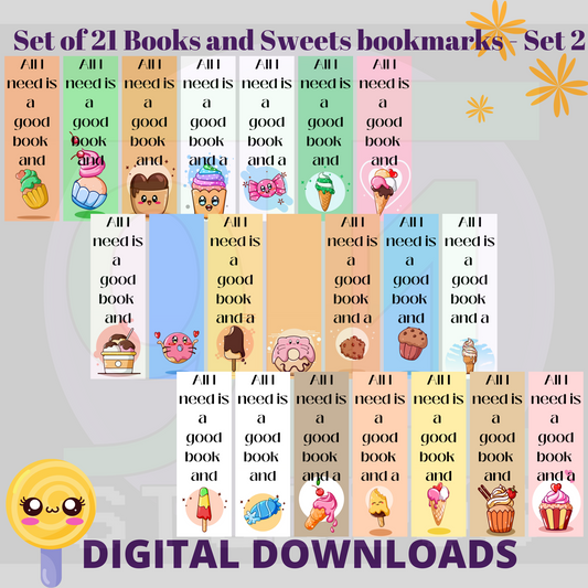 Books And Sweets Bookmarks Set 2