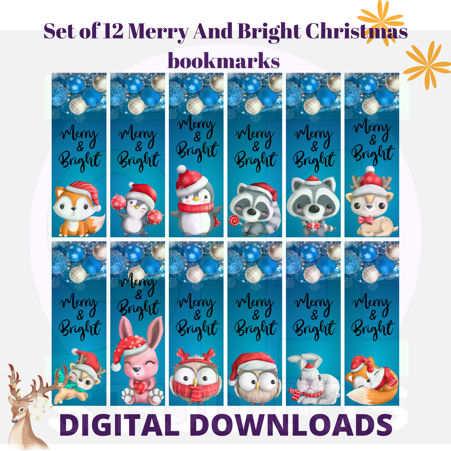 Merry And Bright Christmas Bookmarks