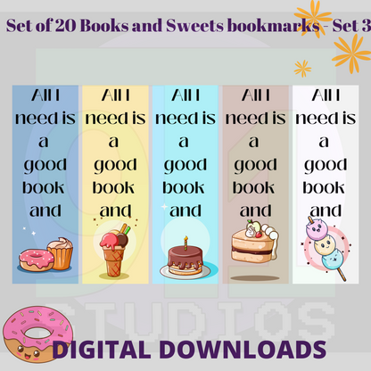 Books And Sweets Bookmarks Set 3