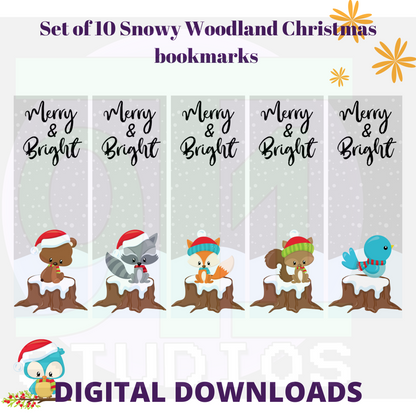Snowy Woodland Christmas Bookmarks