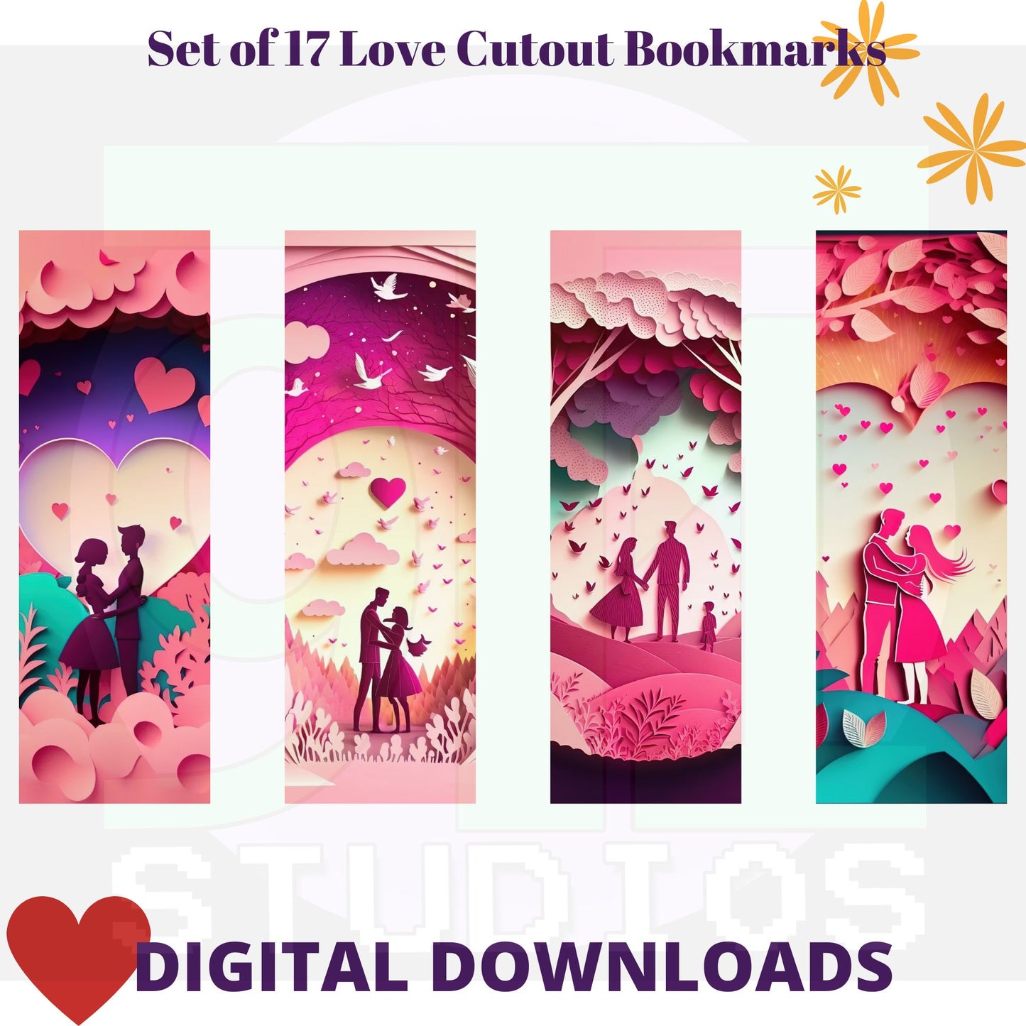 Love Cutout Bookmarks