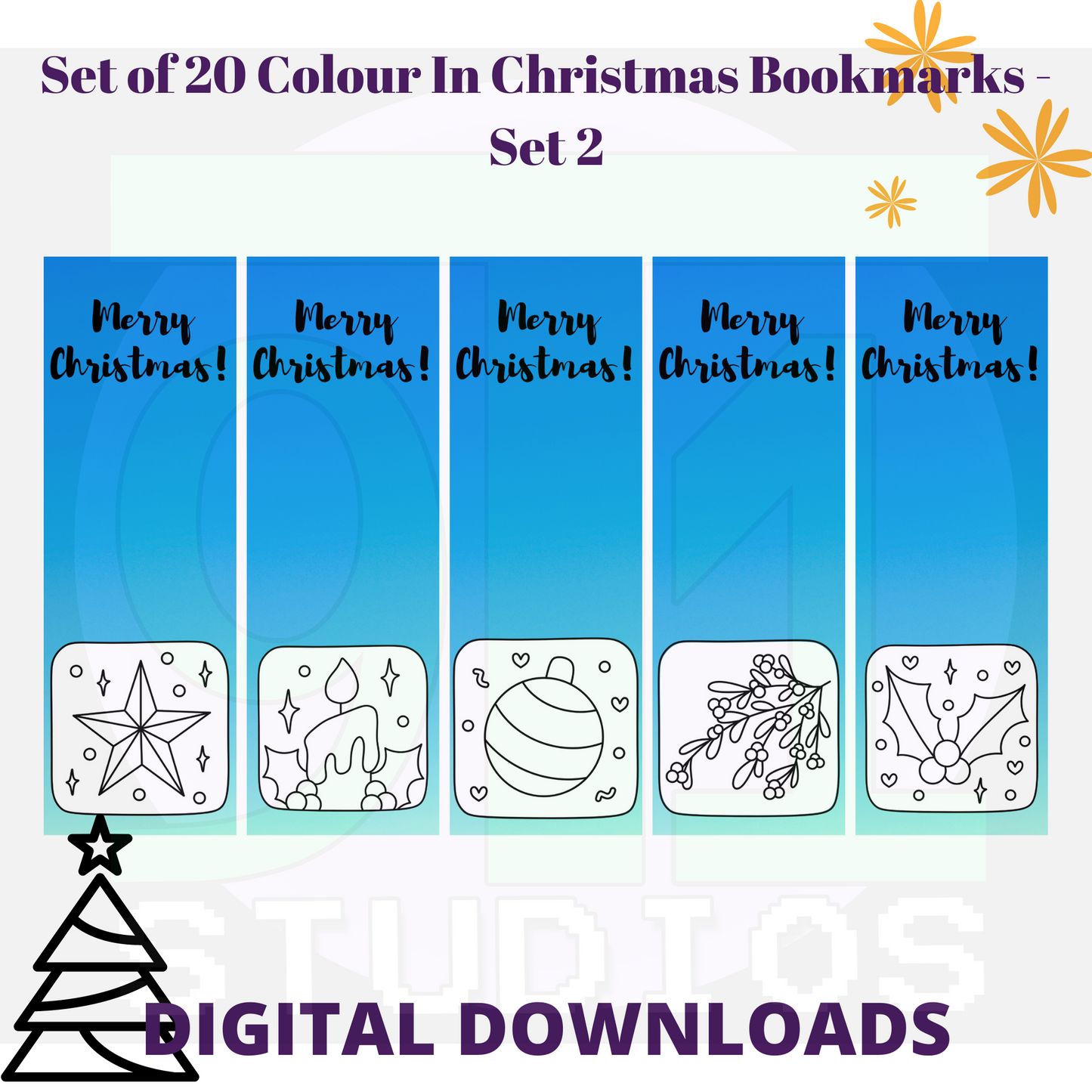 Colour In Christmas Bookmarks Set 2