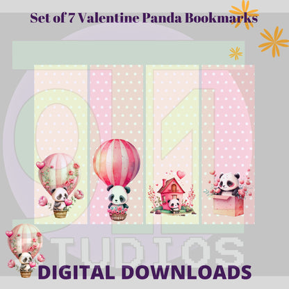 Valentine Panda Bookmarks