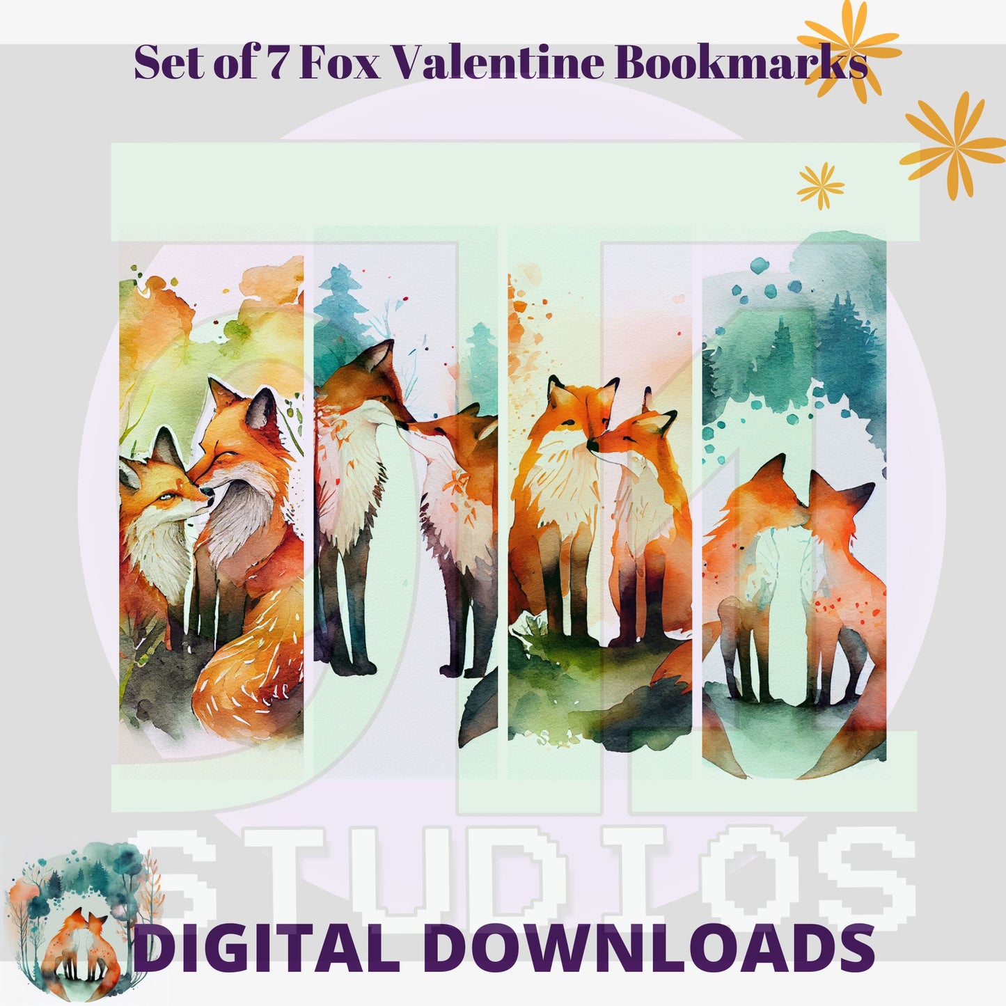 Fox Valentine Bookmarks