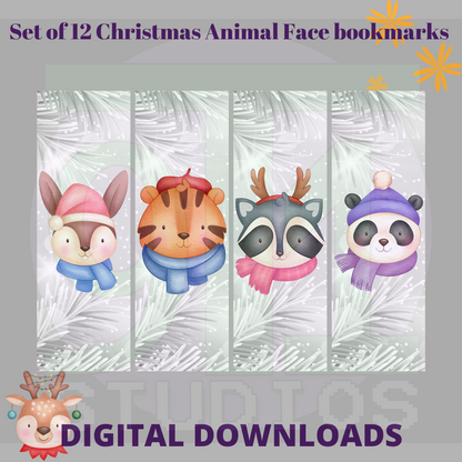 Christmas Animal Face Bookmarks