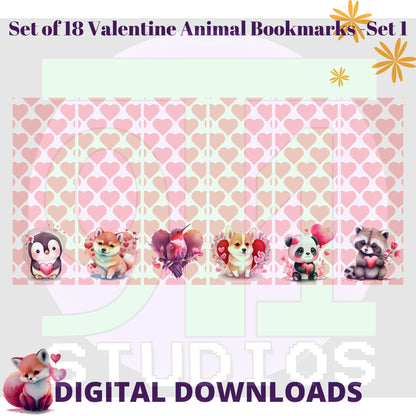 Valentine Animal Bookmarks Set 1