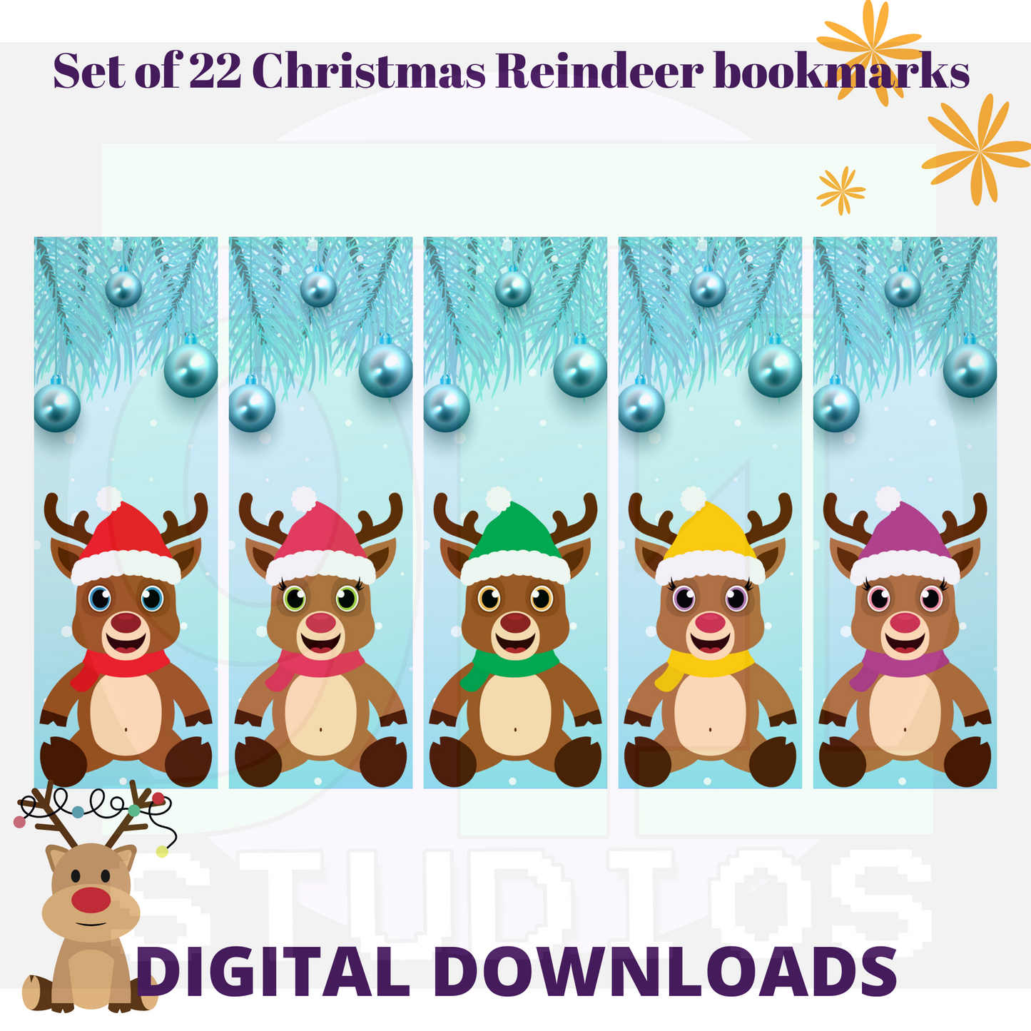 Christmas Reindeer Bookmarks