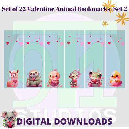 Valentine Animal Bookmarks Set 2