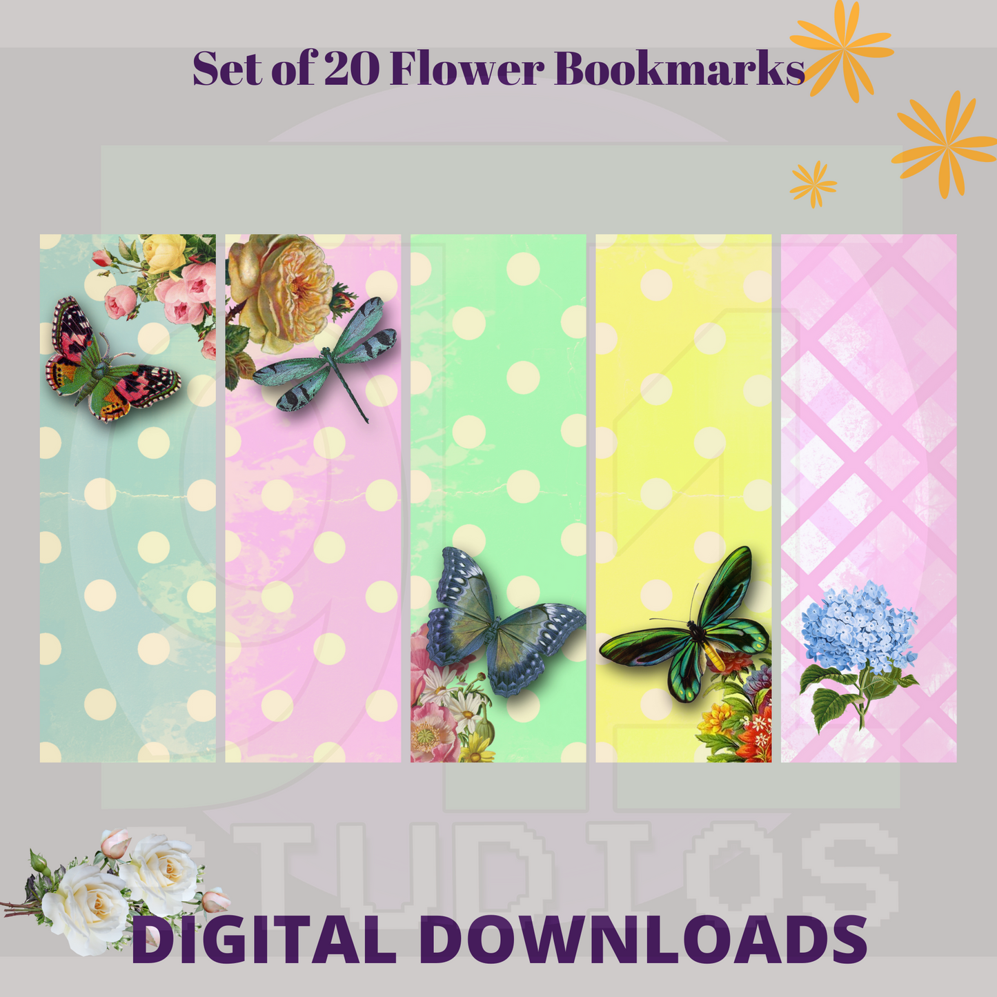 Flower Bookmarks Set 1