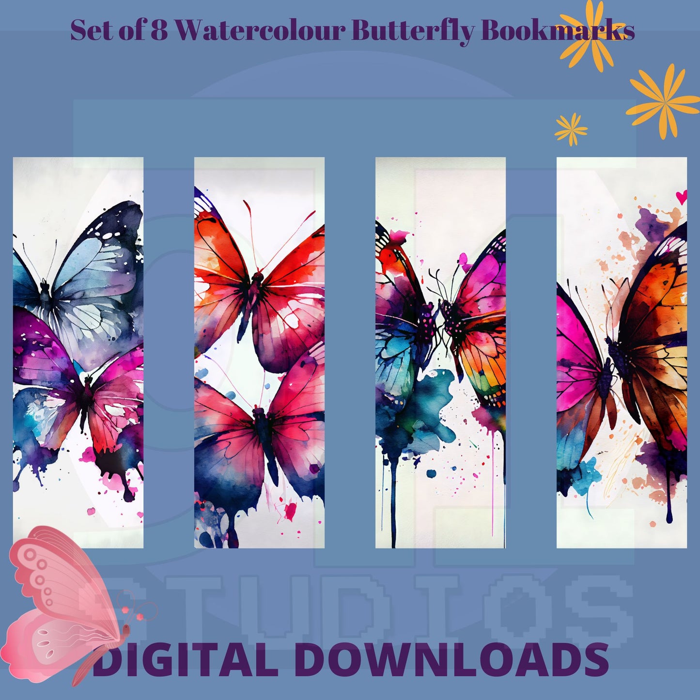 Watercolour Butterfly Bookmarks