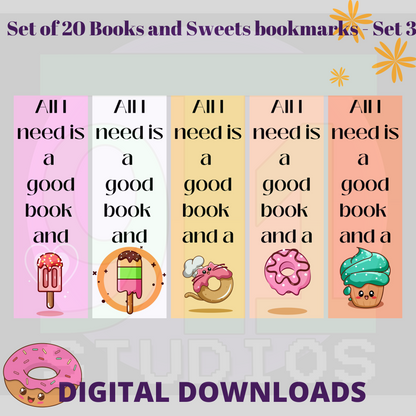 Books And Sweets Bookmarks Set 3