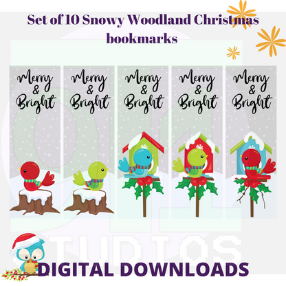 Snowy Woodland Christmas Bookmarks