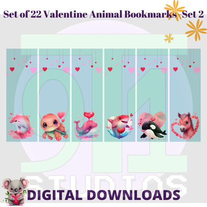 Valentine Animal Bookmarks Set 2
