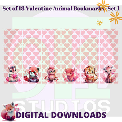 Valentine Animal Bookmarks Set 1