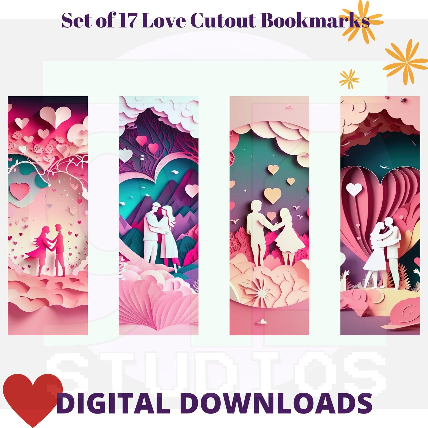 Love Cutout Bookmarks