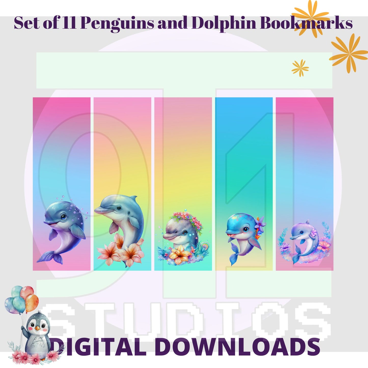 Penguins And Dolphin Bookmarks