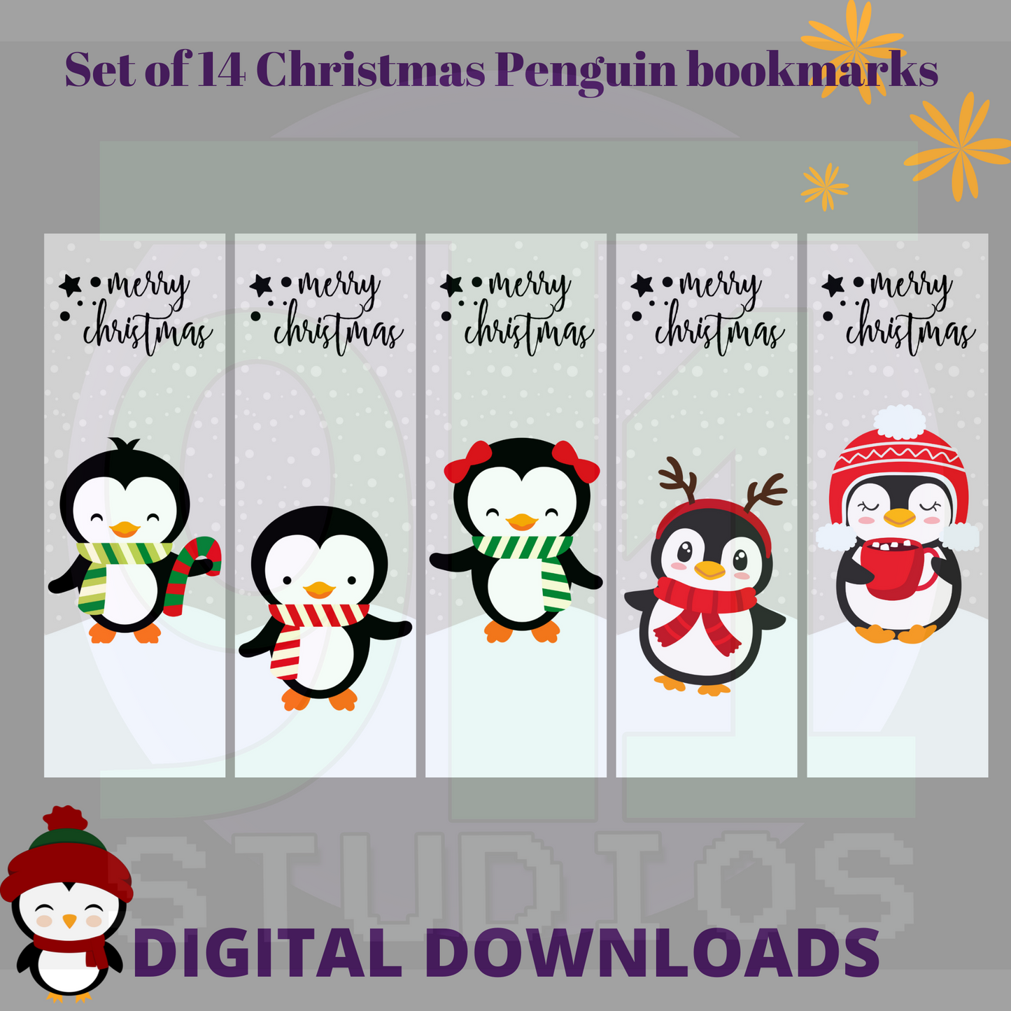 Christmas Penguin Bookmarks