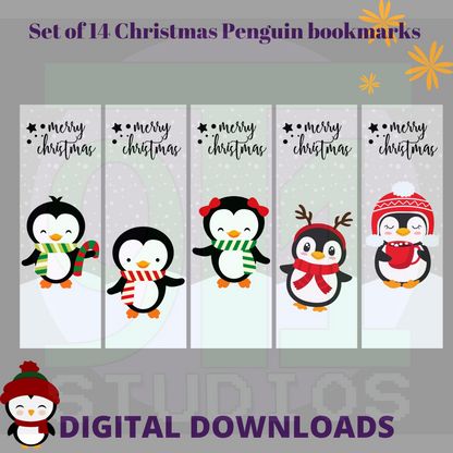 Christmas Penguin Bookmarks