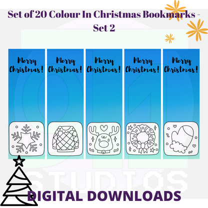 Colour In Christmas Bookmarks Set 2