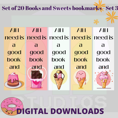 Books And Sweets Bookmarks Set 3