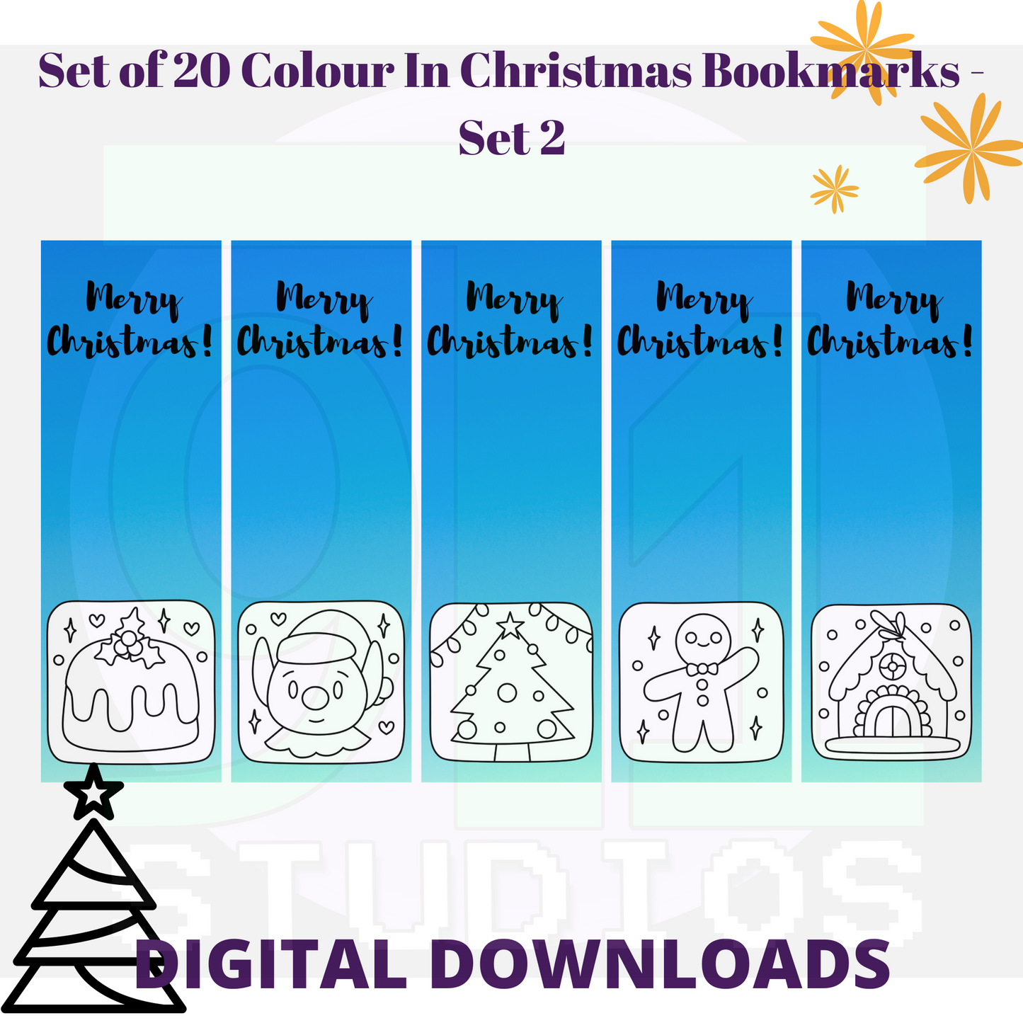 Colour In Christmas Bookmarks Set 2
