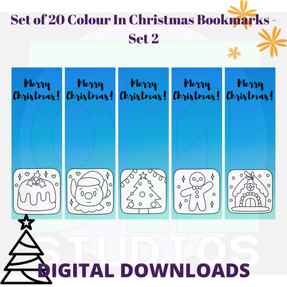 Colour In Christmas Bookmarks Set 2