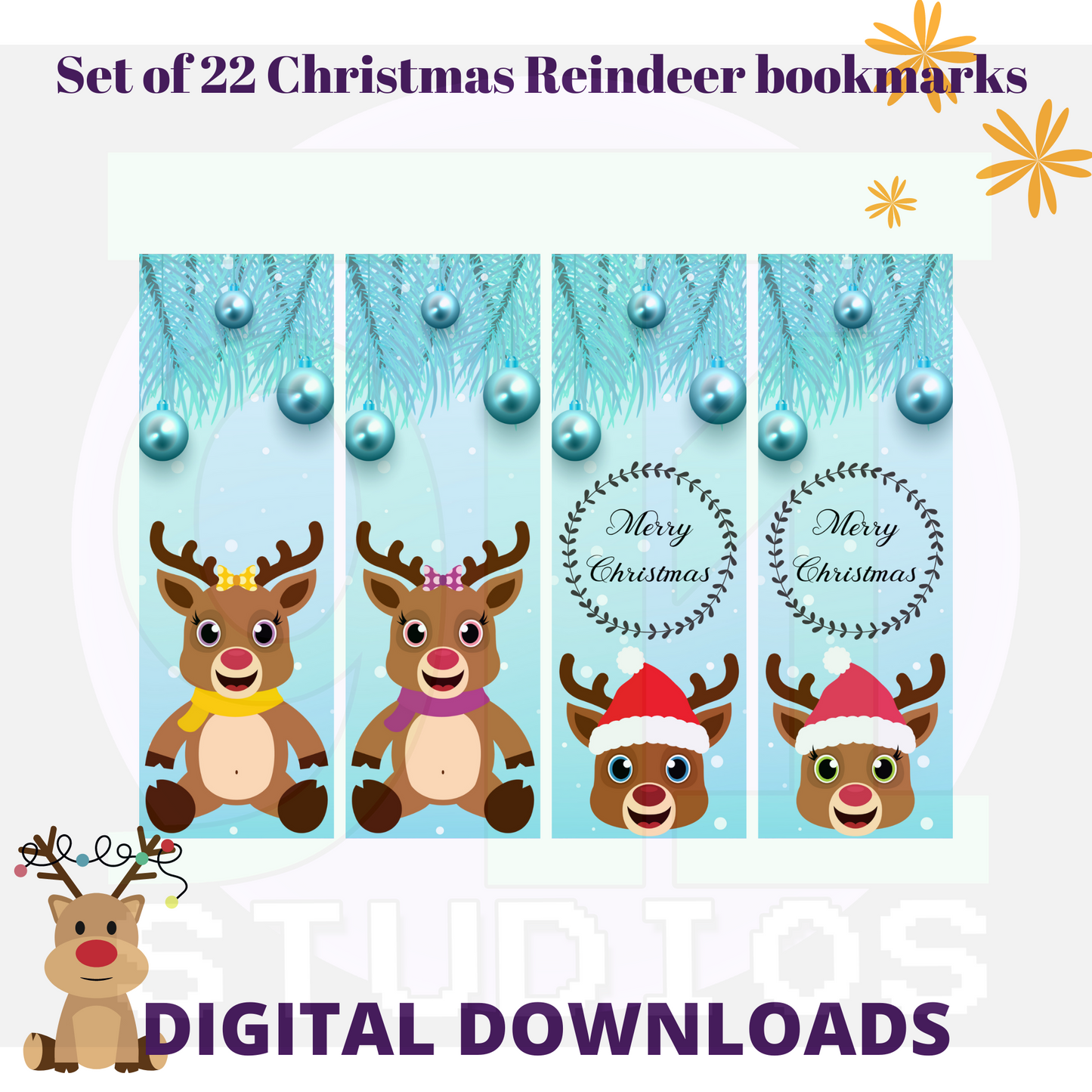 Christmas Reindeer Bookmarks