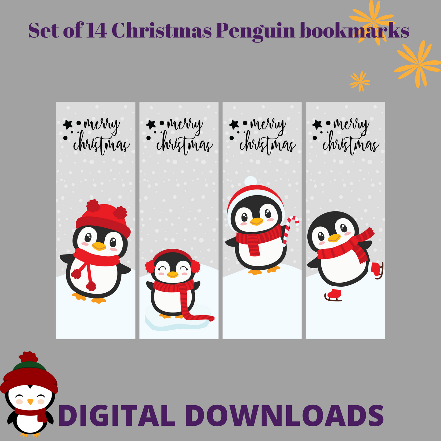 Christmas Penguin Bookmarks