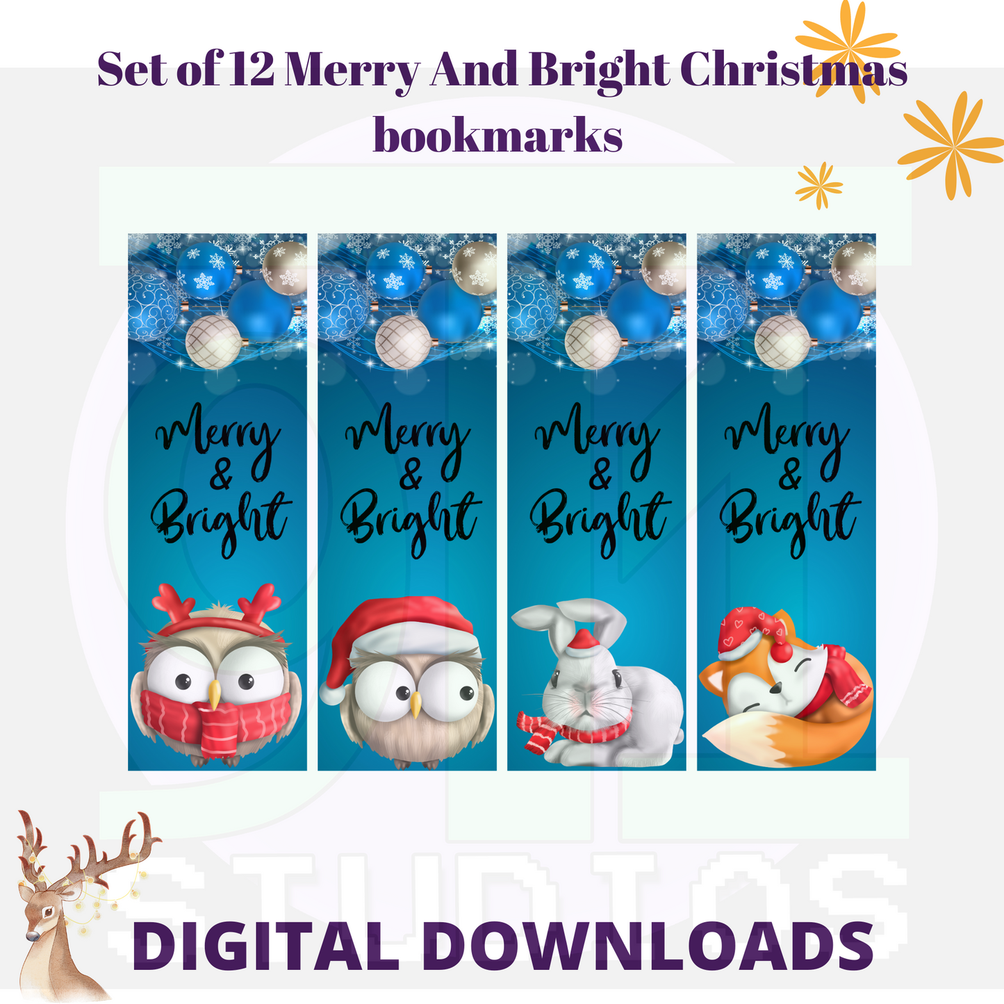 Merry And Bright Christmas Bookmarks