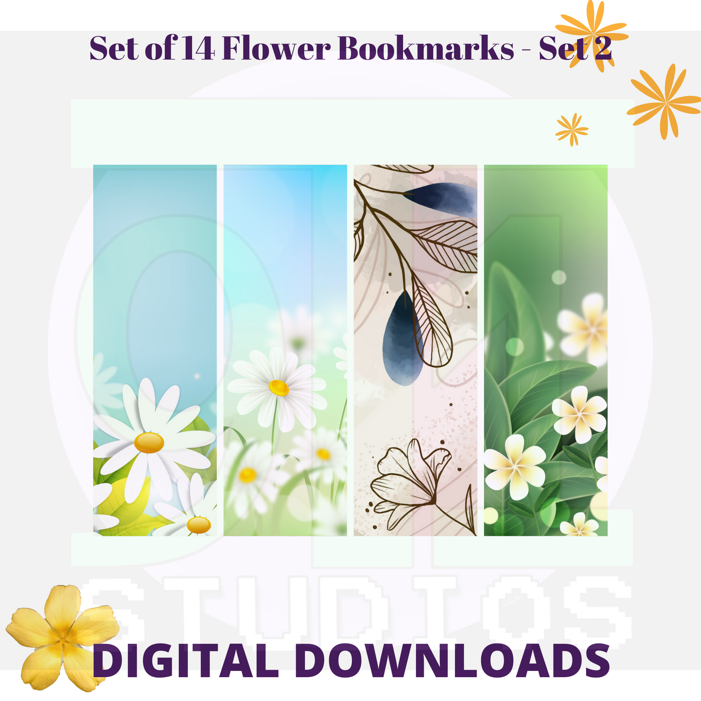 Flower Bookmarks Set 2