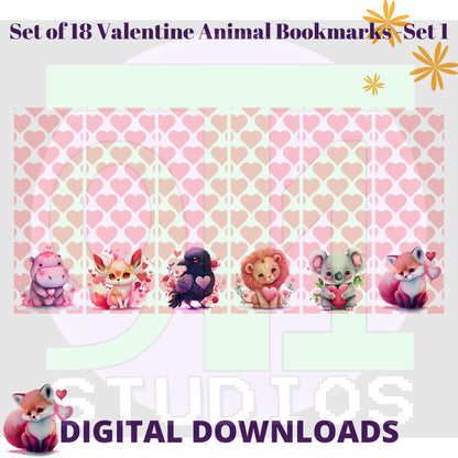 Valentine Animal Bookmarks Set 1