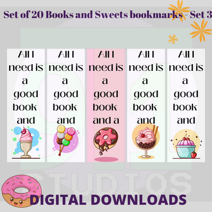 Books And Sweets Bookmarks Set 3