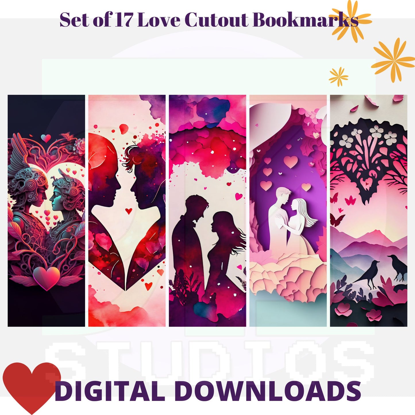 Love Cutout Bookmarks