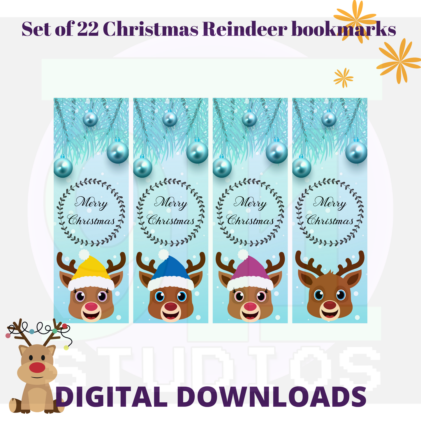 Christmas Reindeer Bookmarks