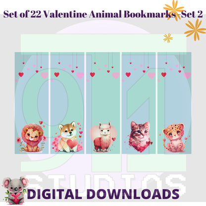 Valentine Animal Bookmarks Set 2