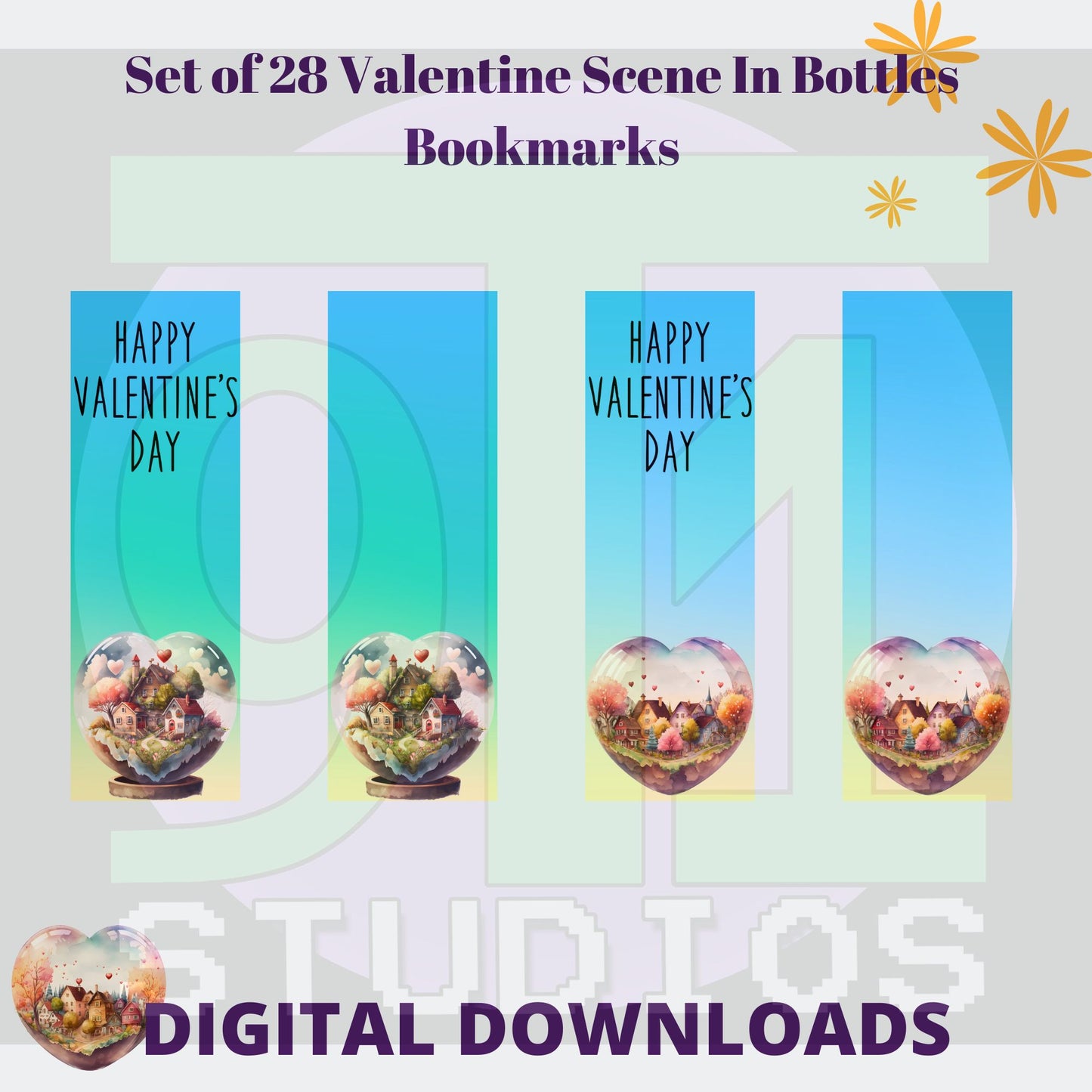 Valentine Scenes in Bottles Bookmarks