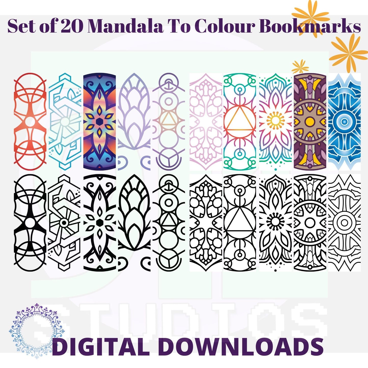 Mandala To Colour bookmarks