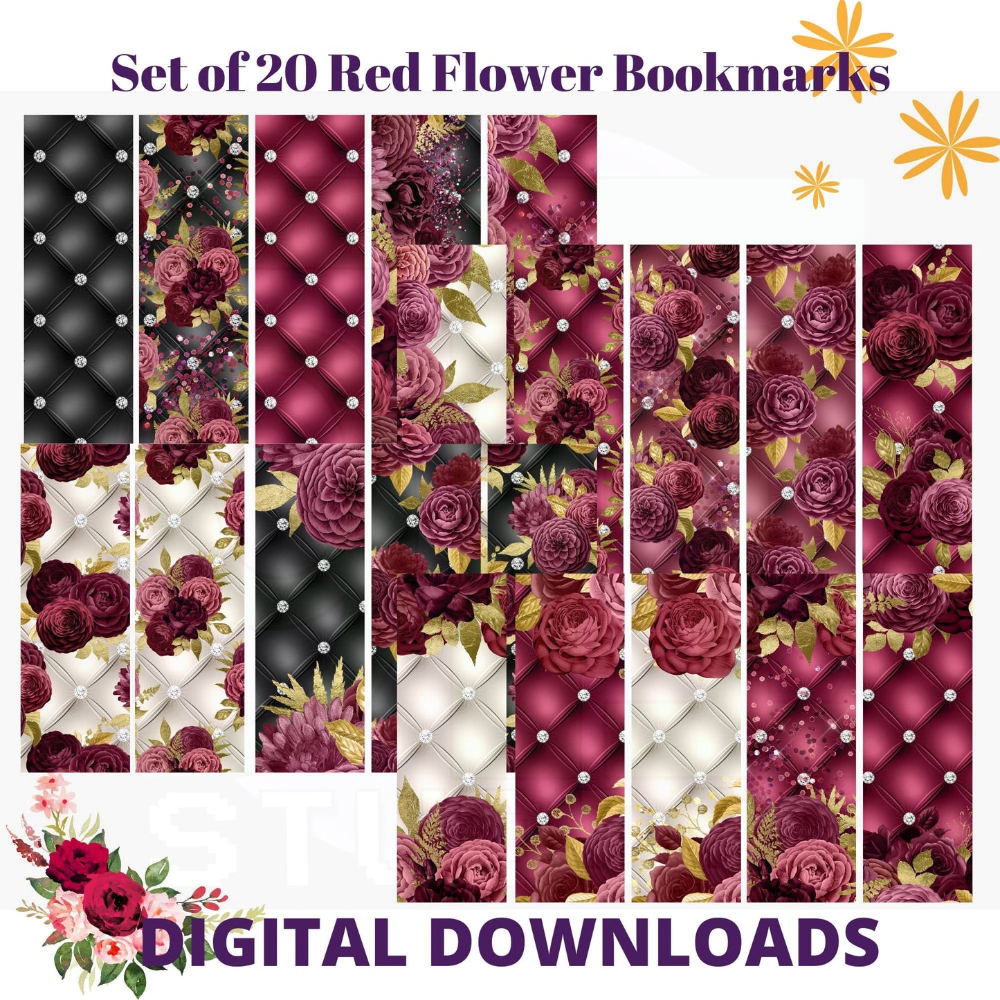 Red Flower bookmarks